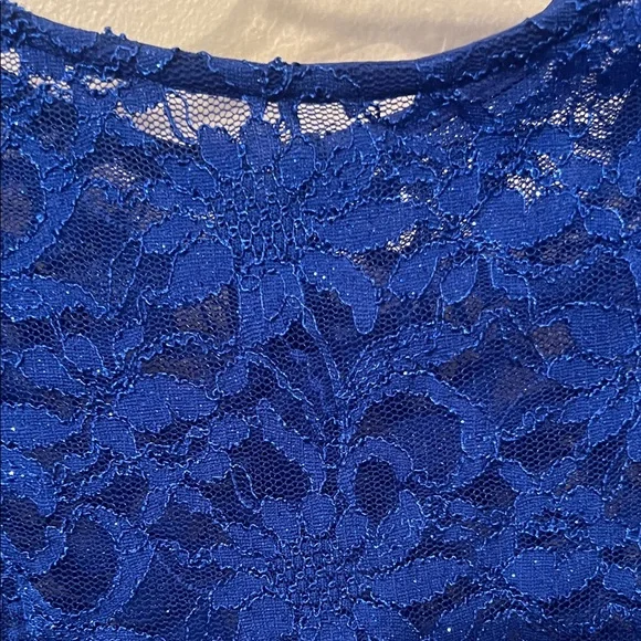 Elegant Blue Lace Long Sleeve Top - Picture 2 of 6